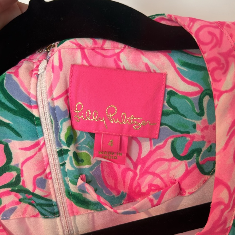 Lilly Pulitzer Pink Floral Maxi Dress with Green Leaves - Picture 5 of 7